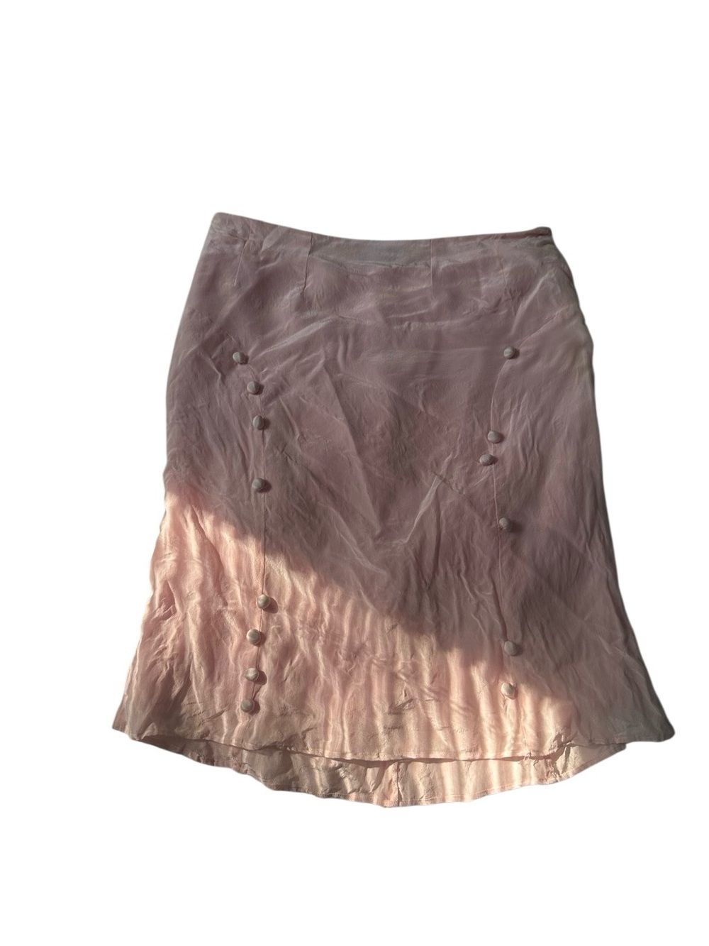 Moschino Pink Satin-Effect Midi Skirt with Front Buttons